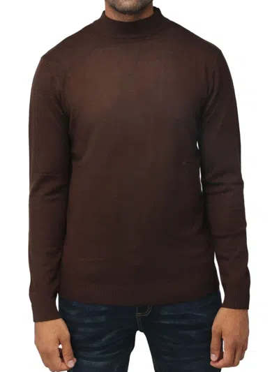 X-ray Men's Solid Mockneck Sweater In Dark Brown