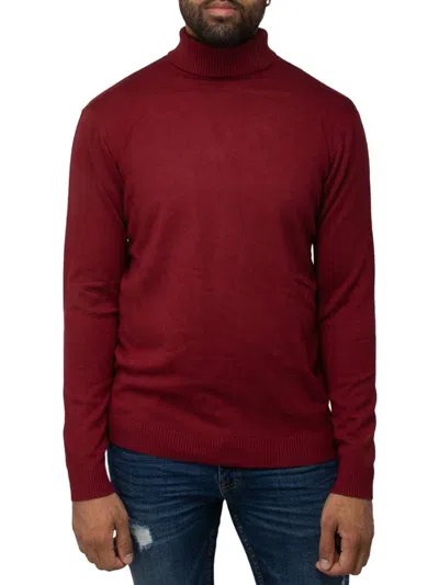 X-ray Men's Solid Turtleneck Sweater In Burgundy