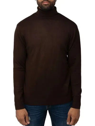 X-ray Men's Solid Turtleneck Sweater In Dark Brown