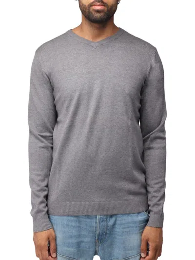 X-ray Men's Solid V Neck Sweater In Charcoal