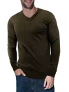 X-ray Men's Solid V Neck Sweater In Dark Brown