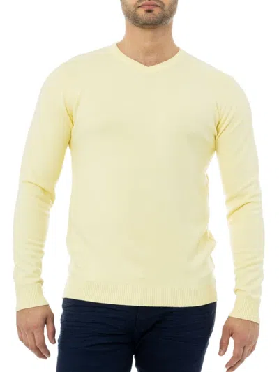 X-ray Men's Solid V Neck Sweater In Yellow