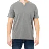 X-ray Men's Split Neck T-shirt In Grey