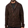 X-ray Men's V-neck & Shawl Collar Cable Knit Button Down Cardigan Sweater In Brown