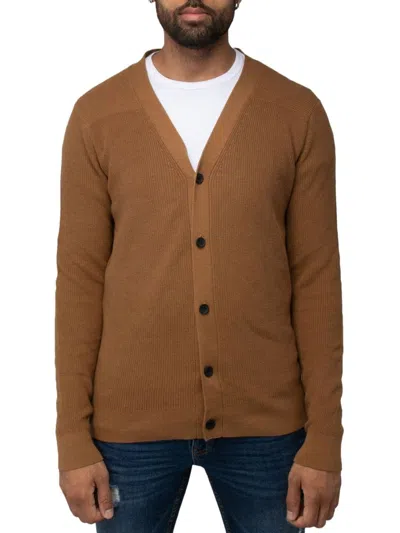X-ray Classic V-neck Cardigan Button Down Sweater In Brown