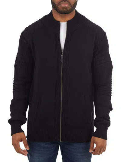 X-ray Men's Zip Up Cardigan In Black