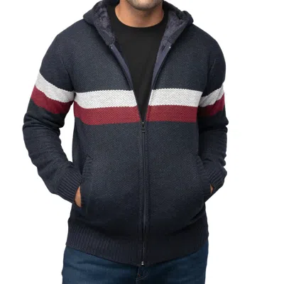 X-ray Men's Zip Up Hooded Sweater With Stripes & Lining In Multi