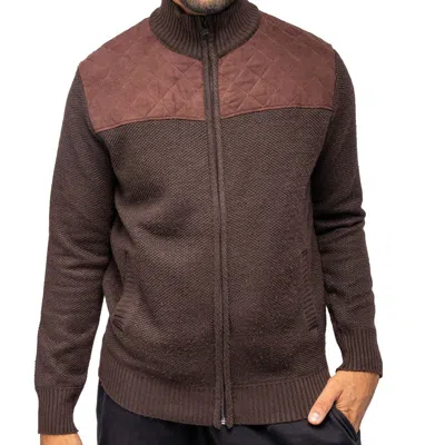 X-ray Men's Zip Up Jacket With Suede Peicing & Lining In Brown