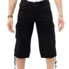 X-ray Mens Belted Long Cargo Shorts With Draw Cord In Black