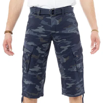 X-ray Belted Snap Button Cargo Shorts In Navy Camo