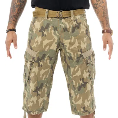 X-ray Belted Cotton Twill Cargo Shorts In Desert Camo