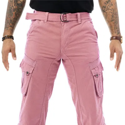 X-ray Mens Belted Long Cargo Shorts With Draw Cord In Pink