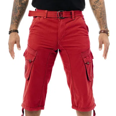 X-ray Mens Belted Long Cargo Shorts With Draw Cord In Red