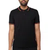 X-ray Men's Basic Short Sleeve Rib Polo Shirt In Black,vermillion