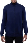 X-ray Xray Mock Neck Full Zip Sweater In Navy