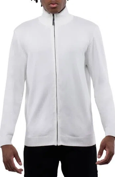 X-ray Xray Mock Neck Full Zip Sweater In Off White