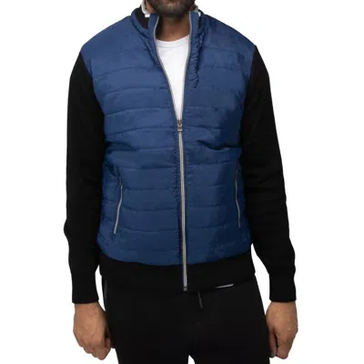 X-ray Padded Hybrid Sweater Jacket In Blue