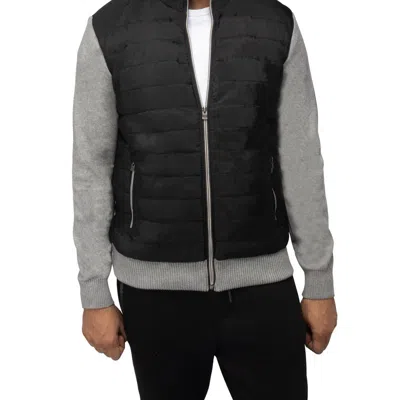 X-ray Padded Hybrid Sweater Jacket In Black
