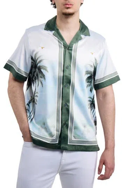 X-ray Xray Palm Tree Printed Camp Shirt In Green