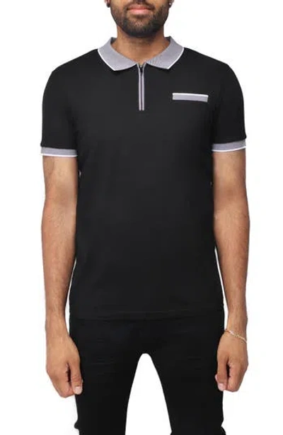 X-ray Xray Pipe Trim Knit Polo In Black/plum