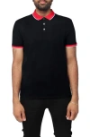 X-ray Xray Pipe Trim Knit Polo In Black/red/white