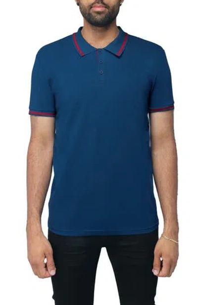 X-ray Xray Pipe Trim Knit Polo In Boss Blue/red