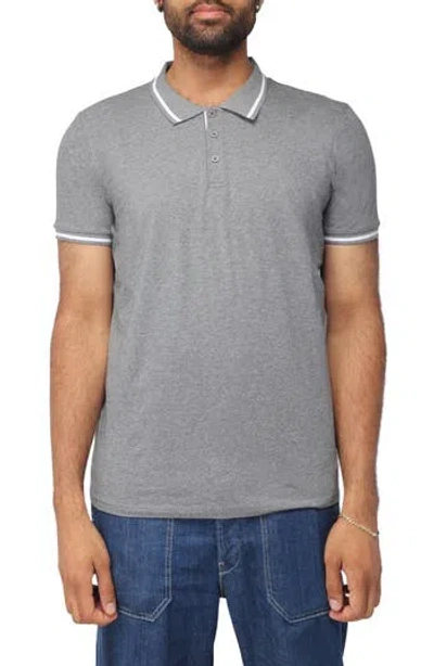 X-ray Xray Pipe Trim Knit Polo In Heather Charcoal/whi