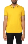X-ray Pipe Trim Knit Polo In Honey Mustard/navy