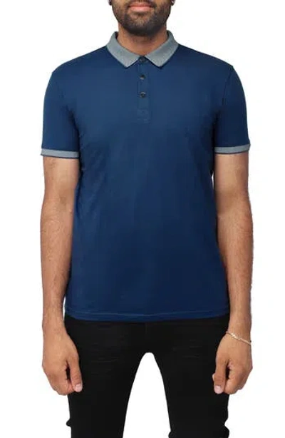 X-ray Xray Pipe Trim Knit Polo In Midnight Blue/dusk B