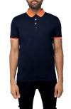 X-ray Xray Pipe Trim Knit Polo In Navy/vermillion