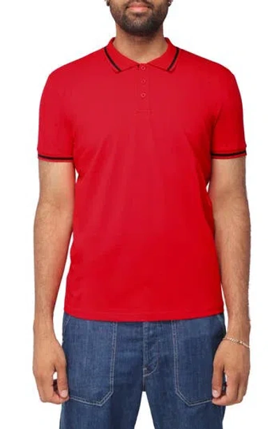 X-ray Xray Pipe Trim Knit Polo In Red/navy