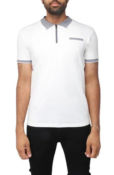 X-ray Xray Pipe Trim Knit Polo In White/black