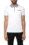 X-ray Xray Pipe Trim Knit Polo In White/blue