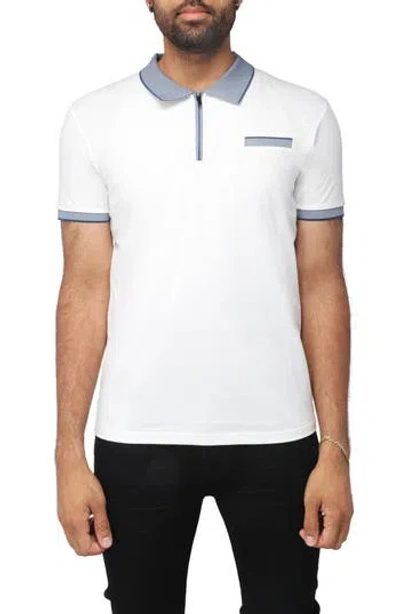 X-ray Xray Pipe Trim Knit Polo In White/blue