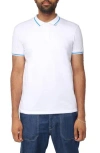 X-ray Xray Pipe Trim Knit Polo In White/ocean Blue