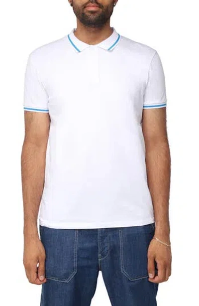 X-ray Xray Pipe Trim Knit Polo In White/ocean Blue