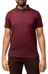 X-ray Men's Short Sleeve Pieced Pique Tipped Polo In Burgundy