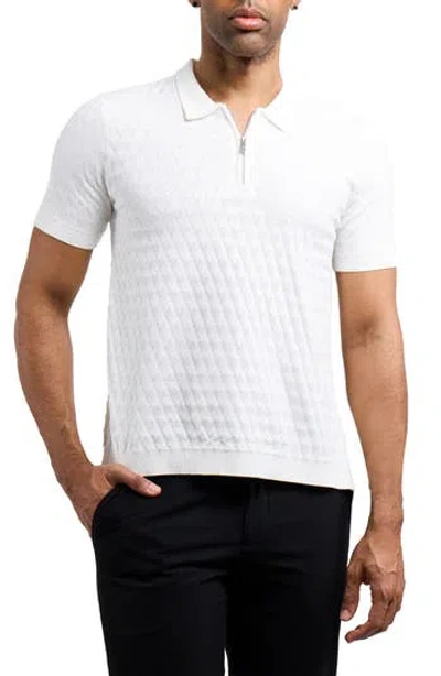 X-ray Xray Quarter Zip Argyle Knit Polo In White