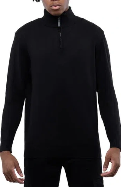 X-ray Xray Quarter Zip Mock Neck Sweater In Black