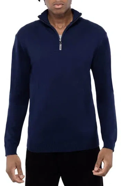 X-ray Xray Quarter Zip Mock Neck Sweater In Navy