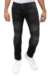 X-ray Xray Raw X Distressed Moto Slim Jeans In Black Wash