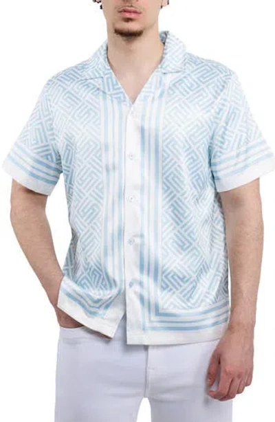 X-ray Xray Rhombus Geo Print Camp Shirt In Blue