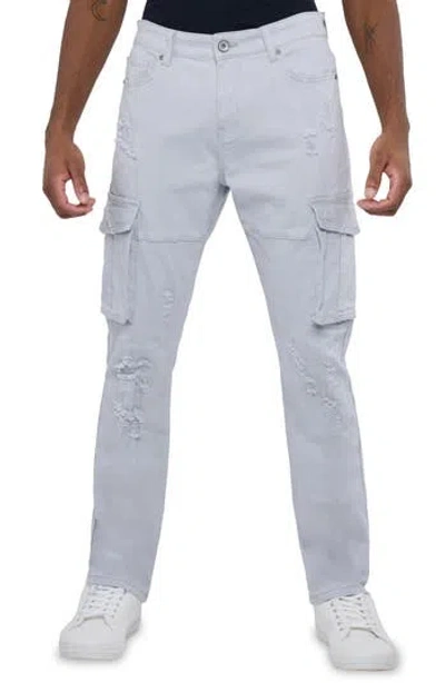 X-ray Xray Rip & Repair Cargo Jeans In Gray