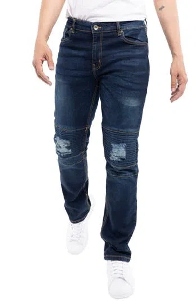 X-ray Xray Stretch Moto Skinny Jeans In Dark Blue