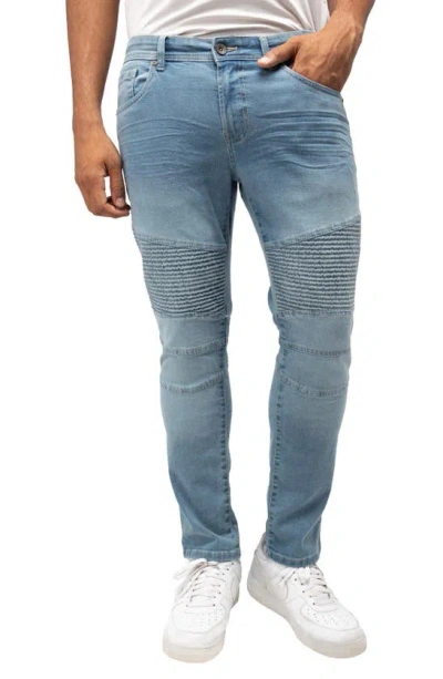 X-ray Stretch Moto Slim Jeans In Light Blue