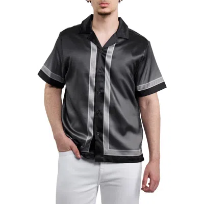 X-ray Xray Stripe Border Camp Shirt In Black/ Grey