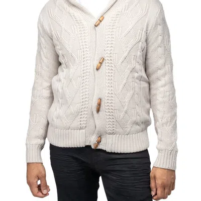 X-ray Waffle Knitted Shawl Collar Cardigan In White