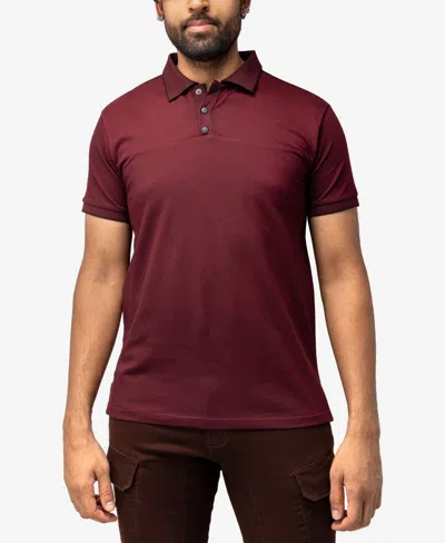 X-ray Men's Short Sleeve Pieced Pique Tipped Polo In Burgundy