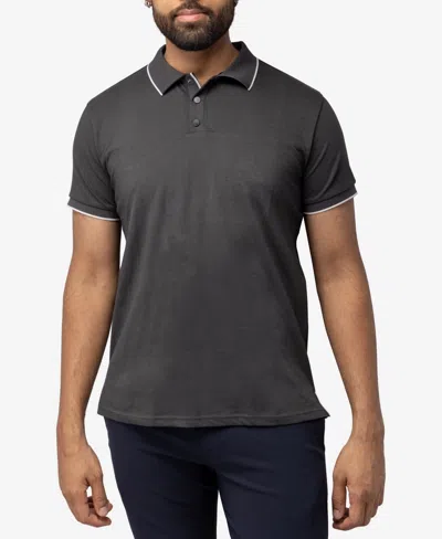 X-ray Men's Short Sleeve Pieced Pique Tipped Polo In Heather Charcoal