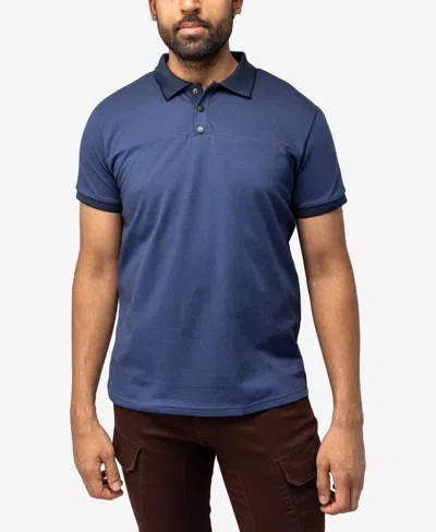 X-ray Men's Short Sleeve Pieced Pique Tipped Polo In Night Blue